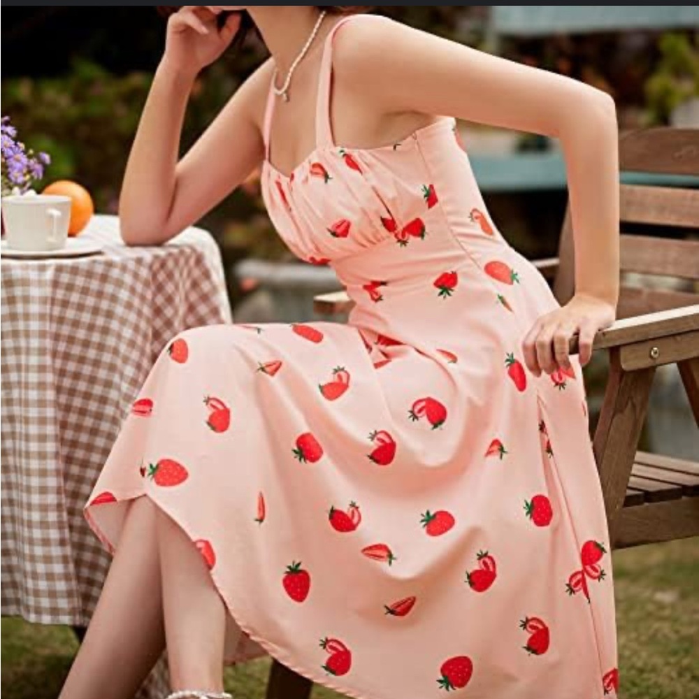 Bella Poque pinup strawberry silky swing dress